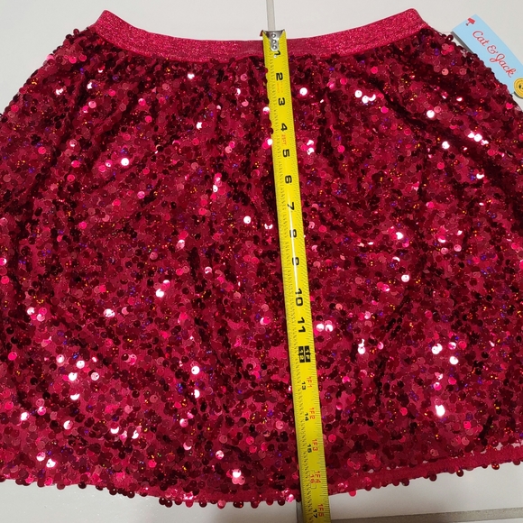 Cat & Jack Bright Red Flip Sequences Skater Skirt with Double LininngSz XL 14-16 - Picture 10 of 11